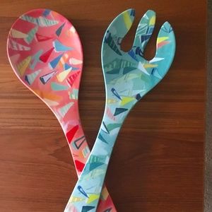 Anthropologie Salad Server Pair New Colorful Large